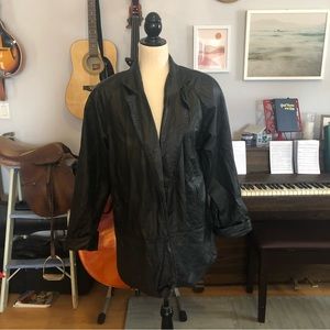 Vintage Leather Open Front Blazer Sz 39 M